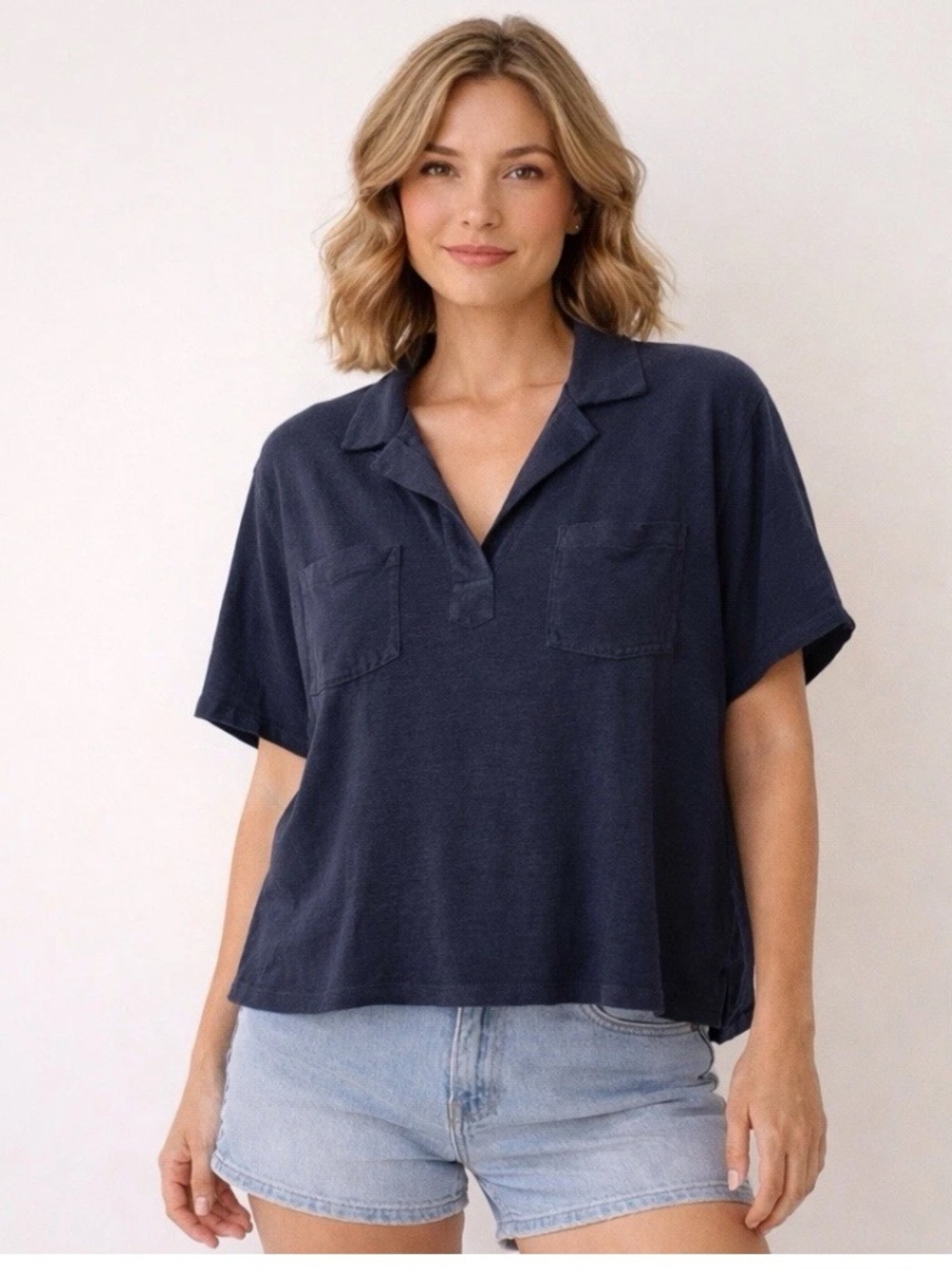 J. Jill Love Linen Short Sleeve Shirt Size L